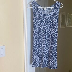 Floral Blue Sleeveless Dress
